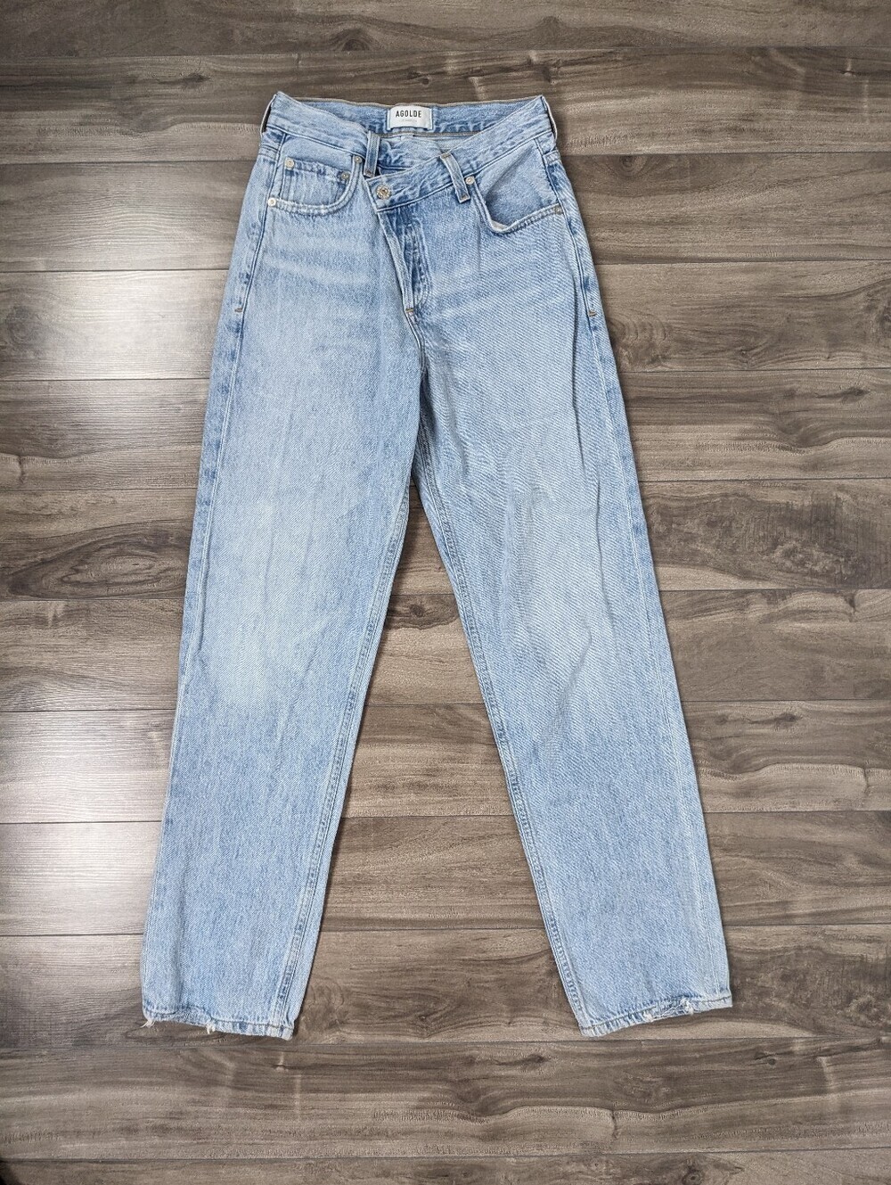 Agolde Women's Light Wash Upsized Criss Cross Jeans Suburbia Size 22